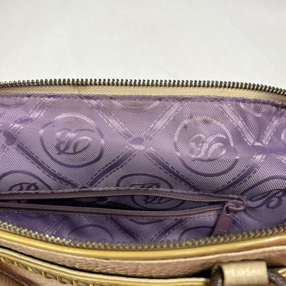 Brighton Metallic Cream Pebbled Leather Dual Handle Satchel U197302 Tassel Charm - Picture 14 of 14